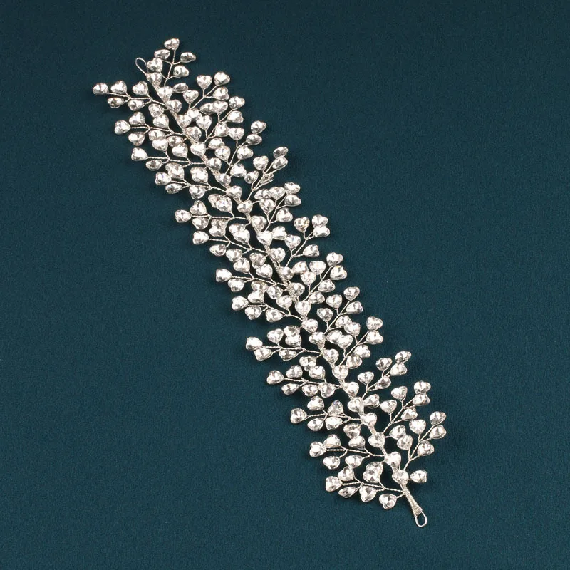 SLBRIDAL Handgefertigte Braut-Tiara mit Mehrfach-Kristallen, Strass und Perlen, Hochzeits-Kopfschmuck, Haaraccessoires für Frauen und Mädchen – Detail 6