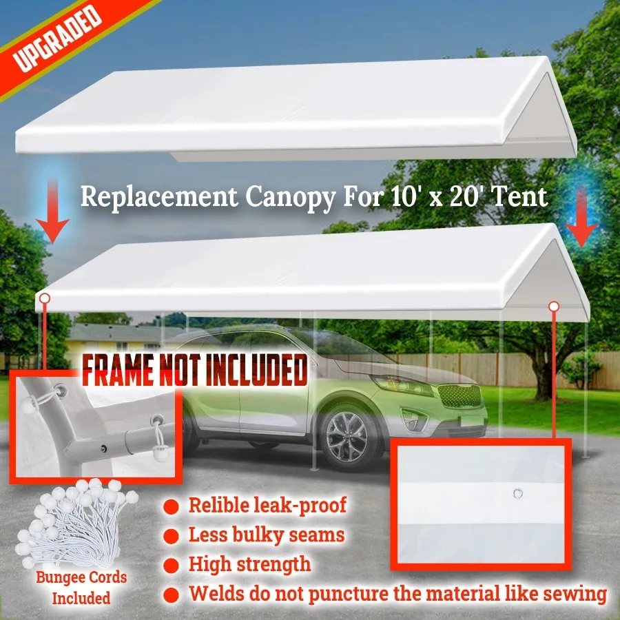 

SUNRISEUMBRELLA Upgraded Muliti Color Canopy ONLY 10'x20' Carport Replacement Canopy Outdoor Tent Garage Top Tarp Shelter Cover
