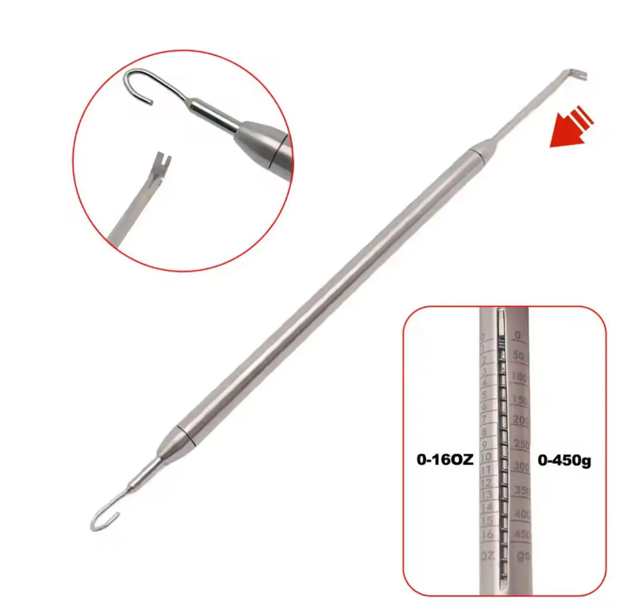 DENILK Dental Orthodontic Dynamometer Stress Tension Meter for Elastic Bands & Braces - Autoclavable Force Gauge Oral Measuremen