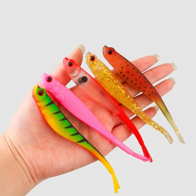 Angelköder Weichköder mit offenem Bauch und Gabelschwanz, Fischimitation, 13cm/9g, Lebendige Attraktion, 4 Stück pro Beutel – Detail 1