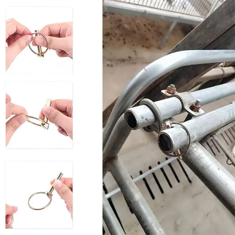 50Pcs Lynch Locking Pin Assortment Kit Heavy Duty Spring Steel Annular Ring Pins Farm Tractors Trailers Trucks Mower M4.5~M11