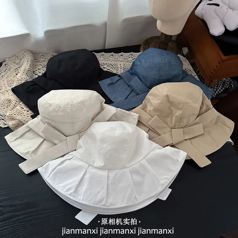 

Новые весенние однотонные женские панамы с бантом: дышащие, модные, универсальные, солнцезащитные