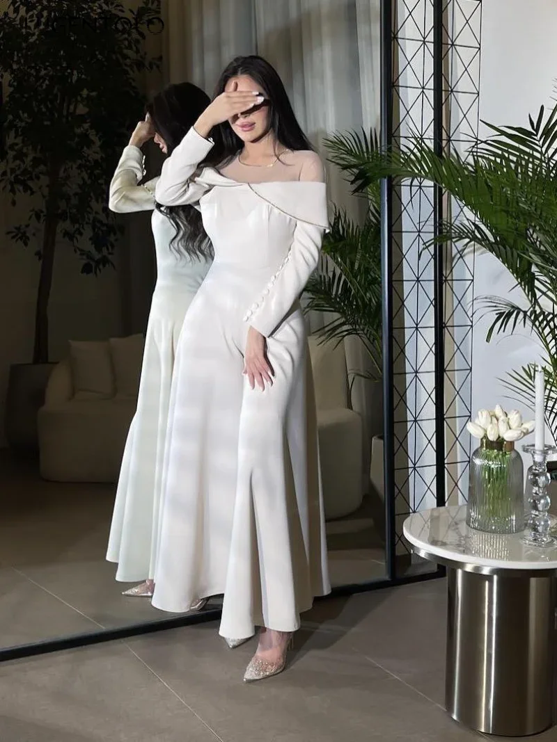 

Sexy Party Jumpsuits Women Mesh Splicing Perspective Off The Shoulder Long Sleeve Lady Elegant Empire Banquet Wide Leg Pants