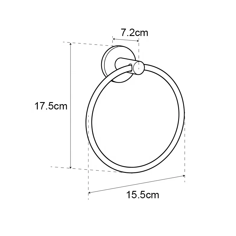 Modern Wall Mounted Matte Black Zinc Alloy Stainless Steel Easy to Install Durable Bathroom Towel Ring Hotel