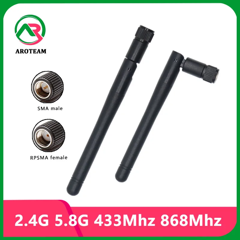 1PCS 2.4G 5.8G Dual Band 433Mhz 868Mhz GSM Lora Whip Antenna Omni WiFi 5DBI Rubber Duck Router Antennas With SMA