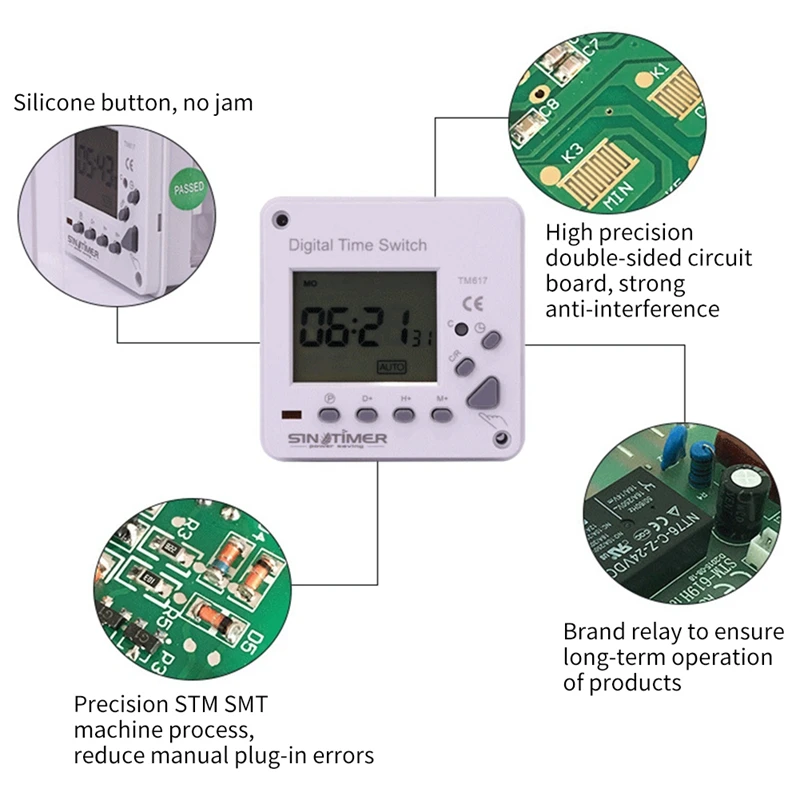 SINOTIMER TM617-1 Intelligent Backlight Large Screen Time Control Switch Timer Panel