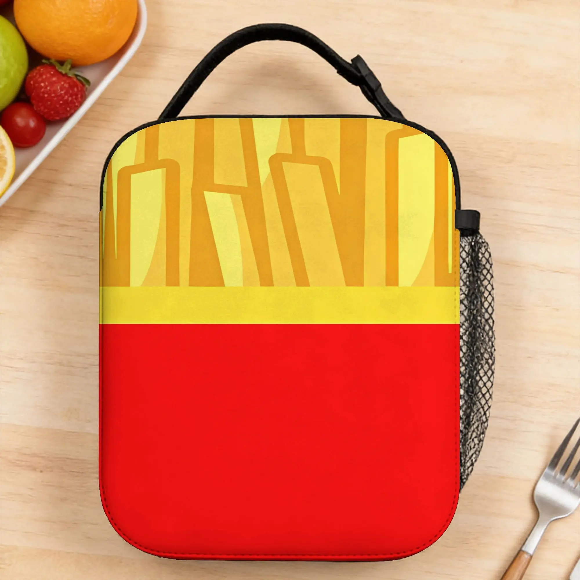 Yellow And Red Fries Minimalist Art Lunch Bag For Men  Travel Custom Lunch Box Aesthetic Waterproof Thermal Lunch Bags