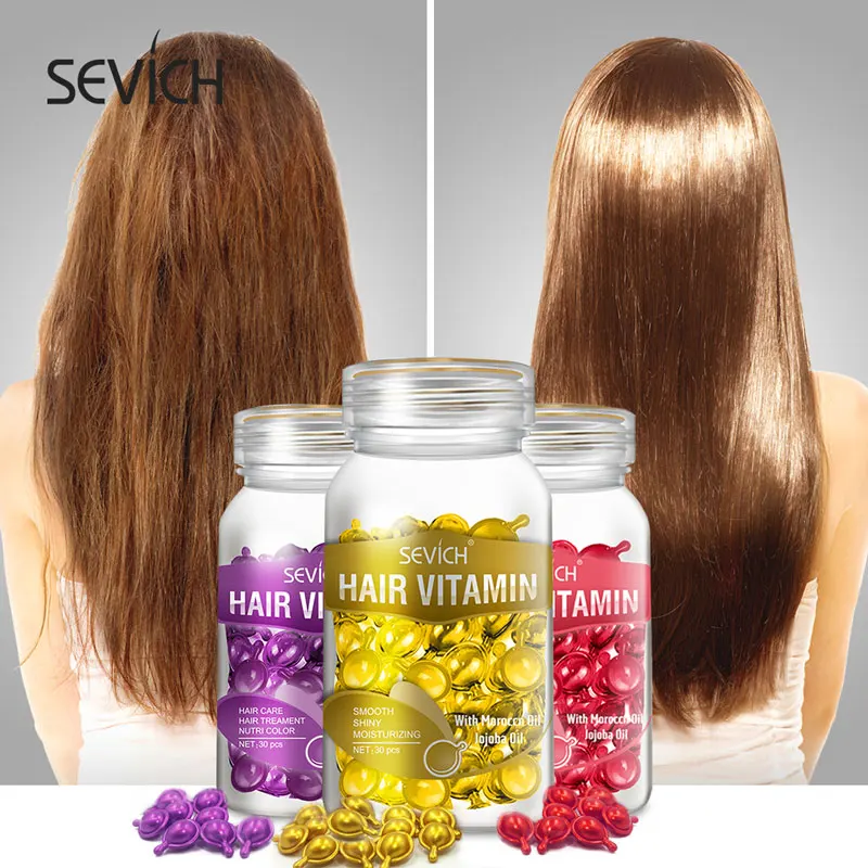 New Sevich 30pcs Mix Hair Vitamin Capsule Keratin No Wash Complex Oil Anti Hair Loss Repair Damaged Hair Moroccan Oil Hair Care