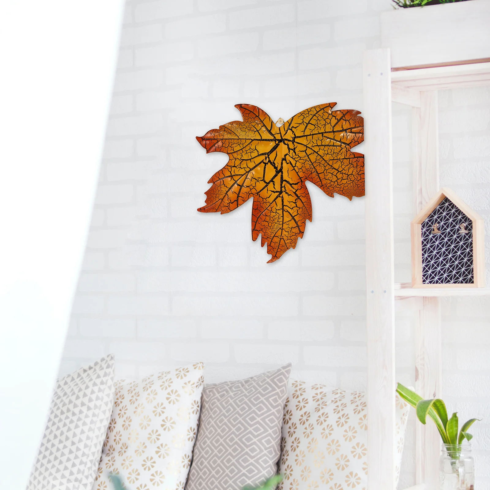 

3Pcs Garden Hanging Leaves Fake Maple Leaf Ironwork Autumn Home Party Yard Decor Long-Lasting Thanksgiving Ornament