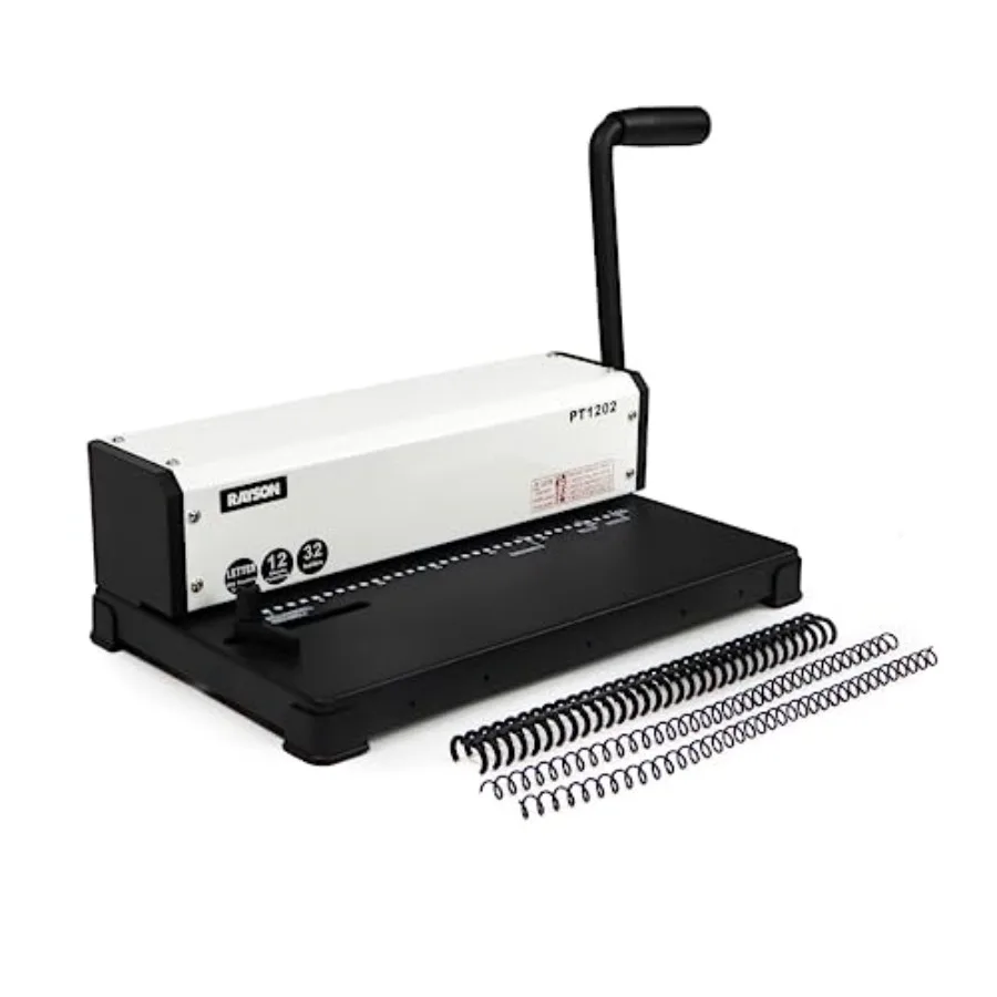 

PT1202 Coil Binding Machine 3:1 Pitch 32 Hole Punch for Spiral Click Binding Spines Metal Spiral Binder Hole Punch Punches 12 S