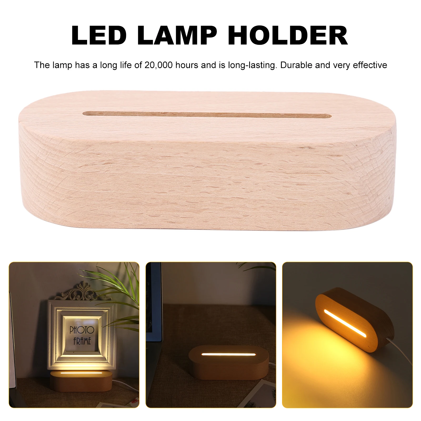 Oval/Rectangle/Round Display Pedestal LED Lights Display Base Crystal Wooden Lighted Base Stand with USB Art Pedestal