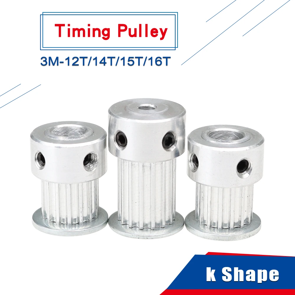 12T 14T 15T 16T 3 メートル合金プーリー円弧歯ボア 4/5/6/6.35/8 ミリメートル K 形状プーリーホイール幅 7/10/15 ミリメートルタイミングベルト