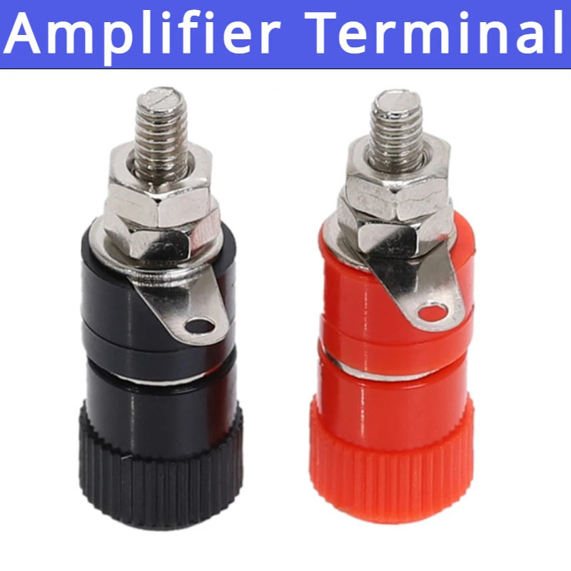 2PCS (RED + BLACK) Amplifier Terminal Blocks Binding Post Banana Plug Jack Panel Mount Connector JS-910B