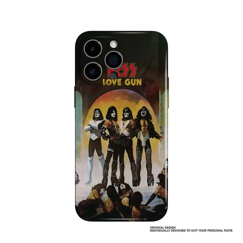 Kiss Band Phone Case For Samsung S25 24 23 22 Ultra Plus Glossy HD Fine Hole Liquid Film Hard Shell