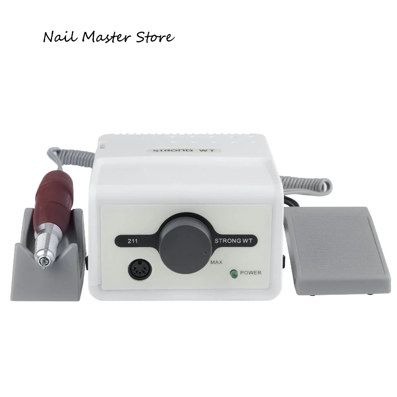 

65W Electric Nail Drill Machine Strong 211 with 35000rpm Handpiece 120II Red Polishing Manicure Equipment