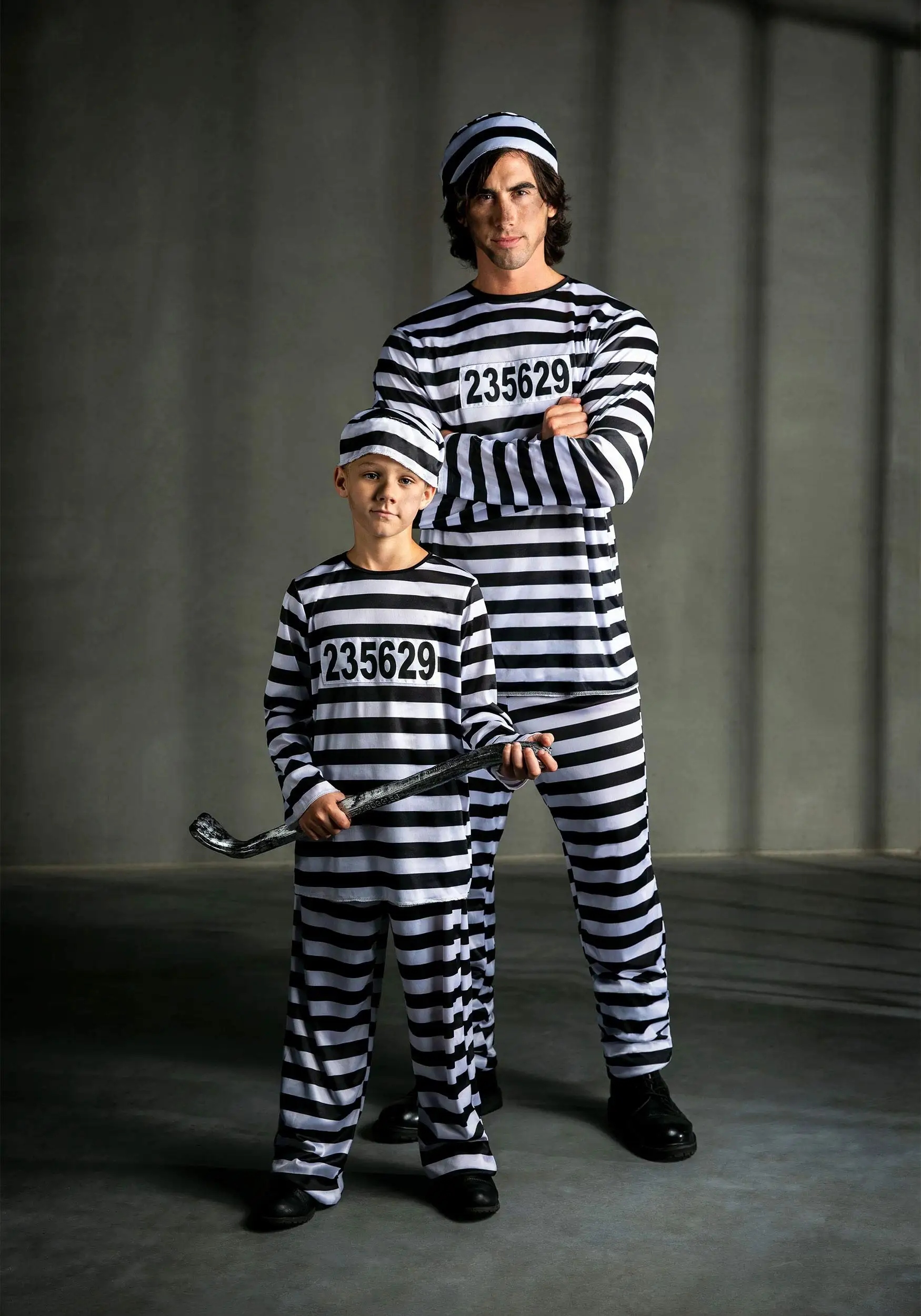 Prison Uniform Long Sleeved Prison Set Adult Prisoner Role-playing Party Set Family Parent-child Set FamilyMatching Halloween