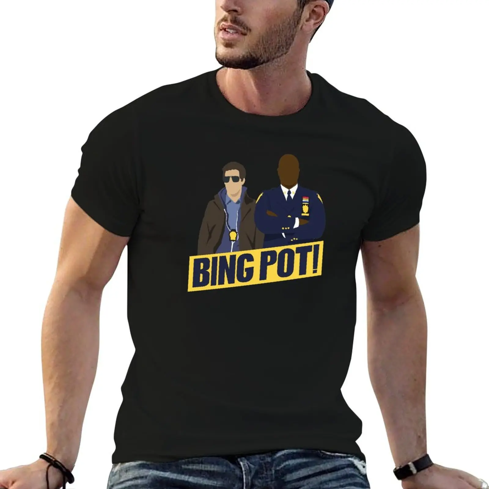 Bing Pot! T-Shirt Simple Casual Short Sleeve Cotton T-Shirt