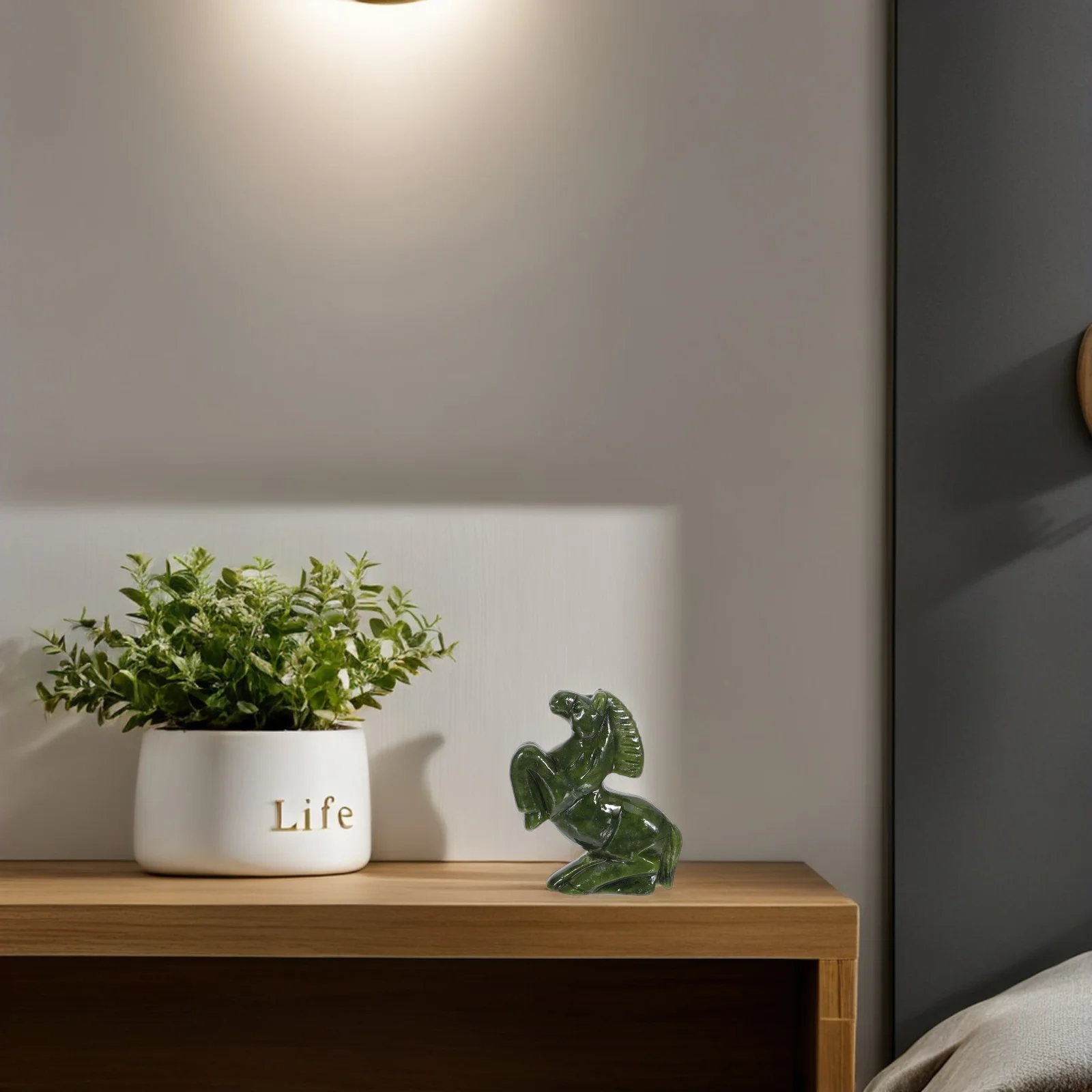 

Jade Horse Statue 2026 Chinese New Year Zodiac Sculpture Green Jade Horse Ornament Feng Shui Prosperity Decor