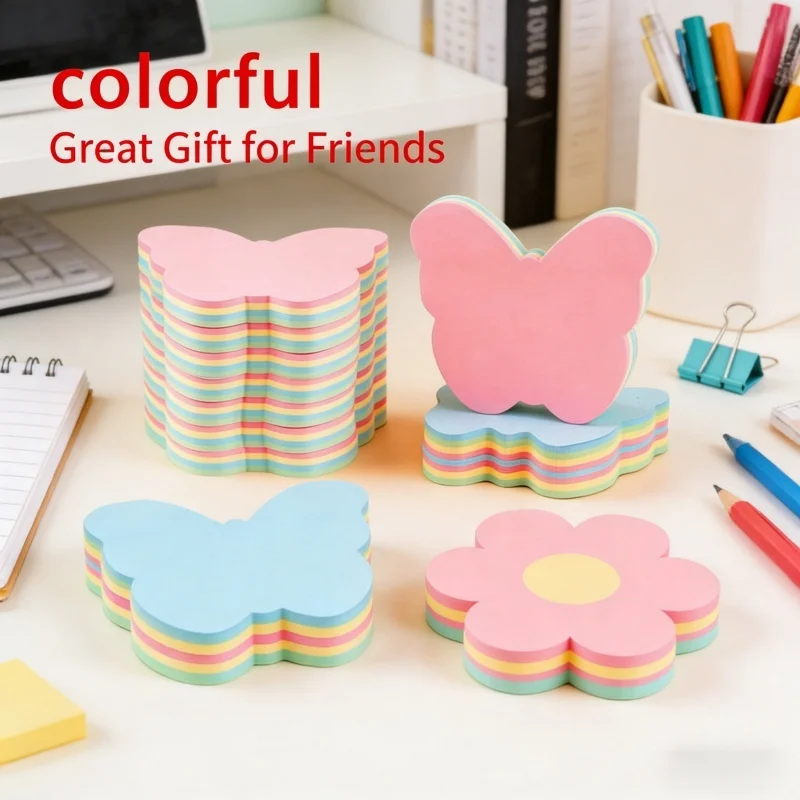 100 Sheets/Pack Butterfly Sticky Notes Suitable for School, Office, - Strong Adhesive No Residue, Soft for Students, Employees