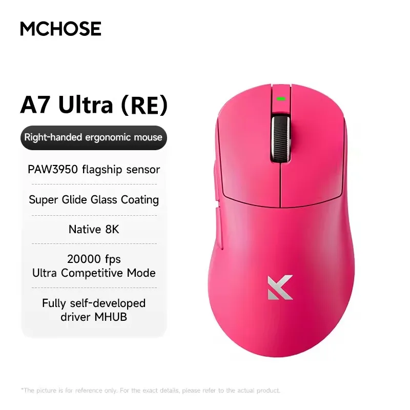 

MCHOSE A7 Ultra RE Tri-mode Gaming Mouse Ergonomics Wireless Bluetooth Dual 8KHZ Ultra Lightweight 500mAh PAW3950 E-sports Mice
