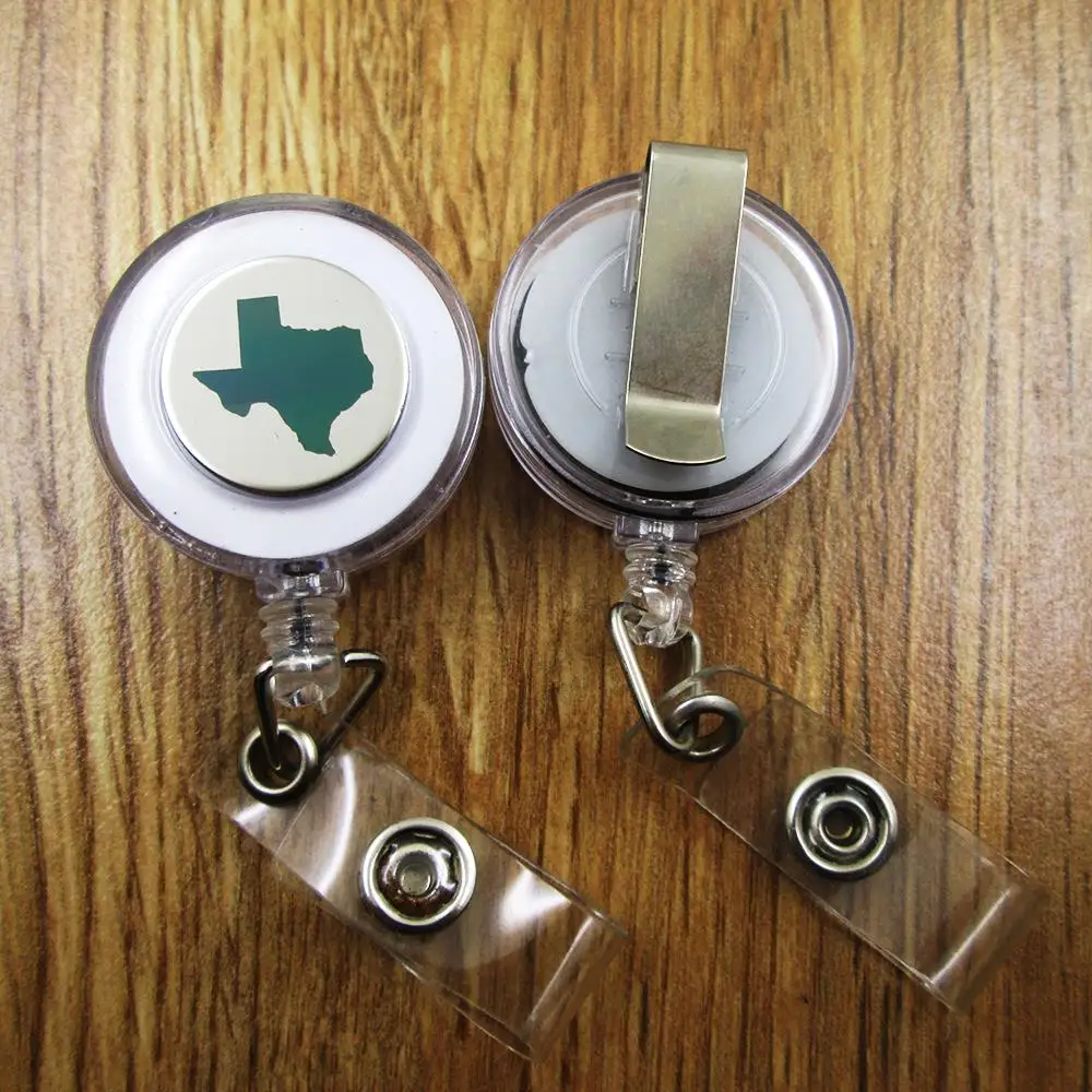 3pcs/lot Texas Stainless Steel Charm Retractable Recoil Id Badge Bolder Credential Pass Nurse Accessories Occupation Gift