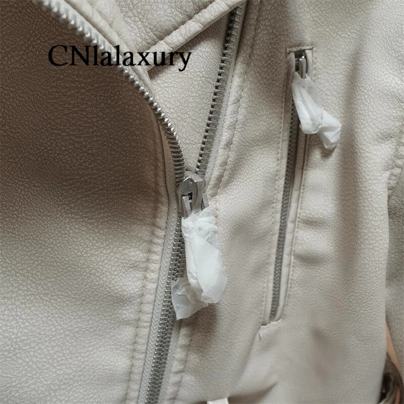 New Coal graysty le Women\'s washed leather jacket belt short coat zipper vintage jacket chaquetas leather bike jacket women