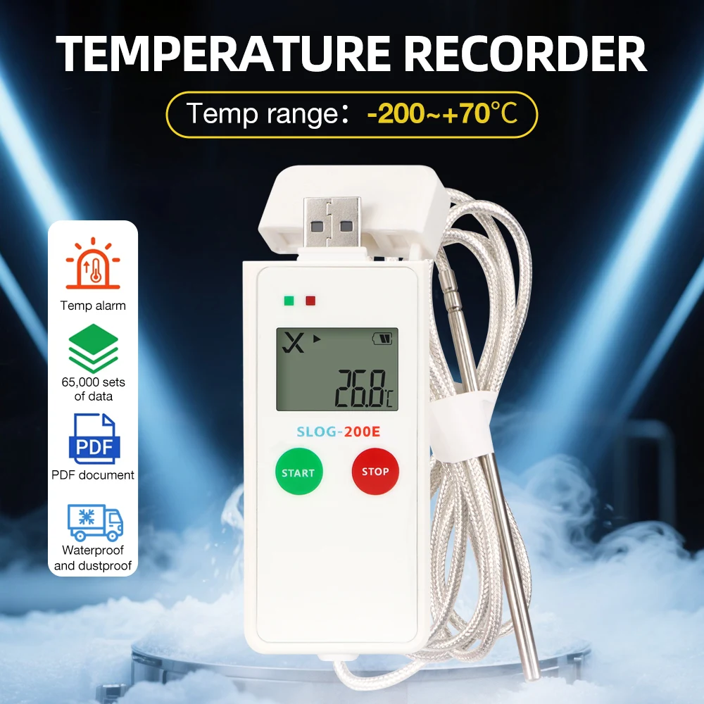 Recién llegados SLOG-200E Sonda externa Registrador de temperatura de cadena de frío para hielo seco/azrógeno líquido