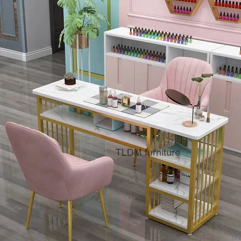 

Beauty Nail Exquisite Table Vanity Commercial Manicurist Table Receptionist Professional Tavolo Unghie Nail Bar Furniture CY50NT