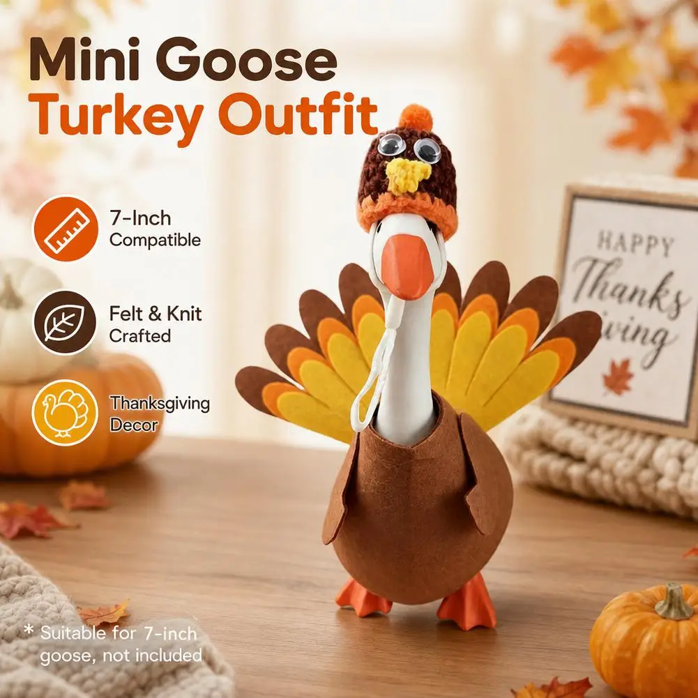 Haustierkleidung, 7-Zoll-Schreibtischgans, Thanksgiving-Outfits, Mini-Schreibtischgans, Thanksgiving-Kleidung, Truthahn-Kostüm, Dekoration für den Schreibtisch – Detail 2