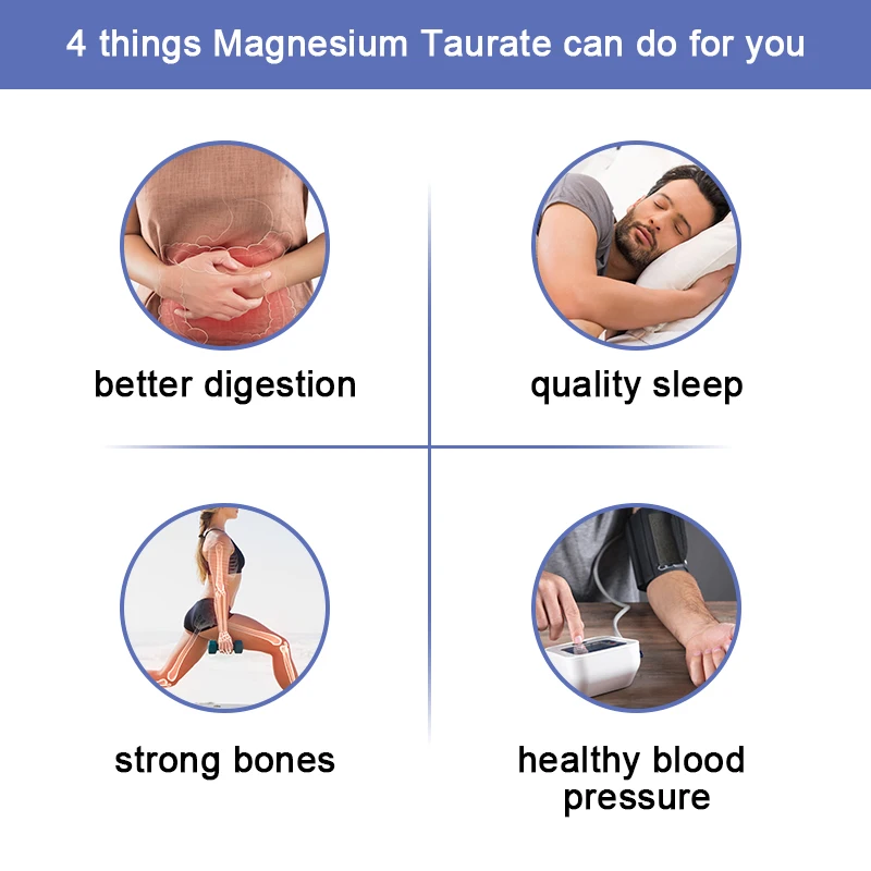 Magnesium Taurate 700mg 3 in 1 for Hair Capsules Nerve Heart Bone Digestion Health Sleep Quality Blood Pressure Circulation Diet