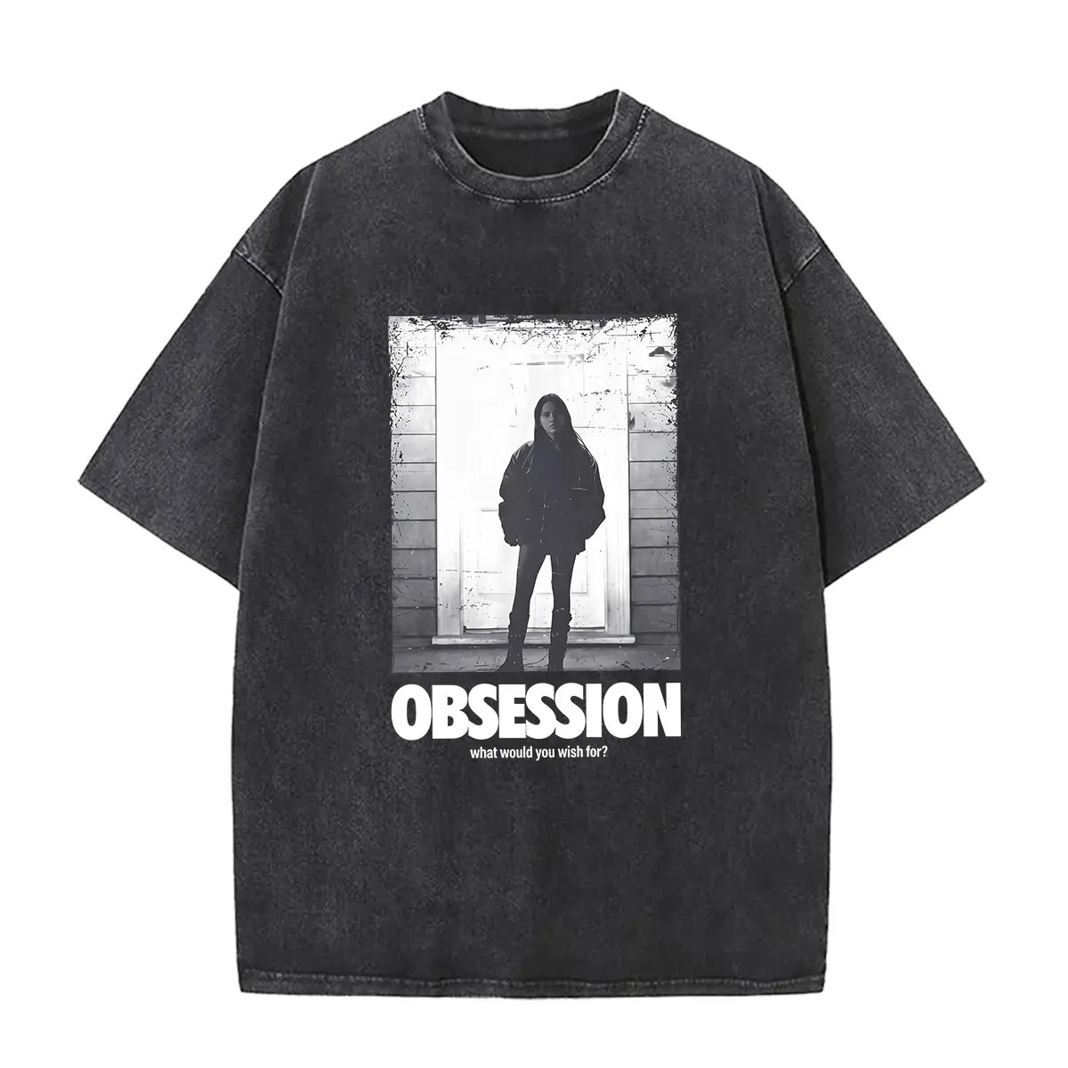 T-shirts graphiques vintage délavés « Obsession Be Careful What You Wish for Movie 2026 » pour hommes et femmes, style gothique, coupe oversize, streetwear