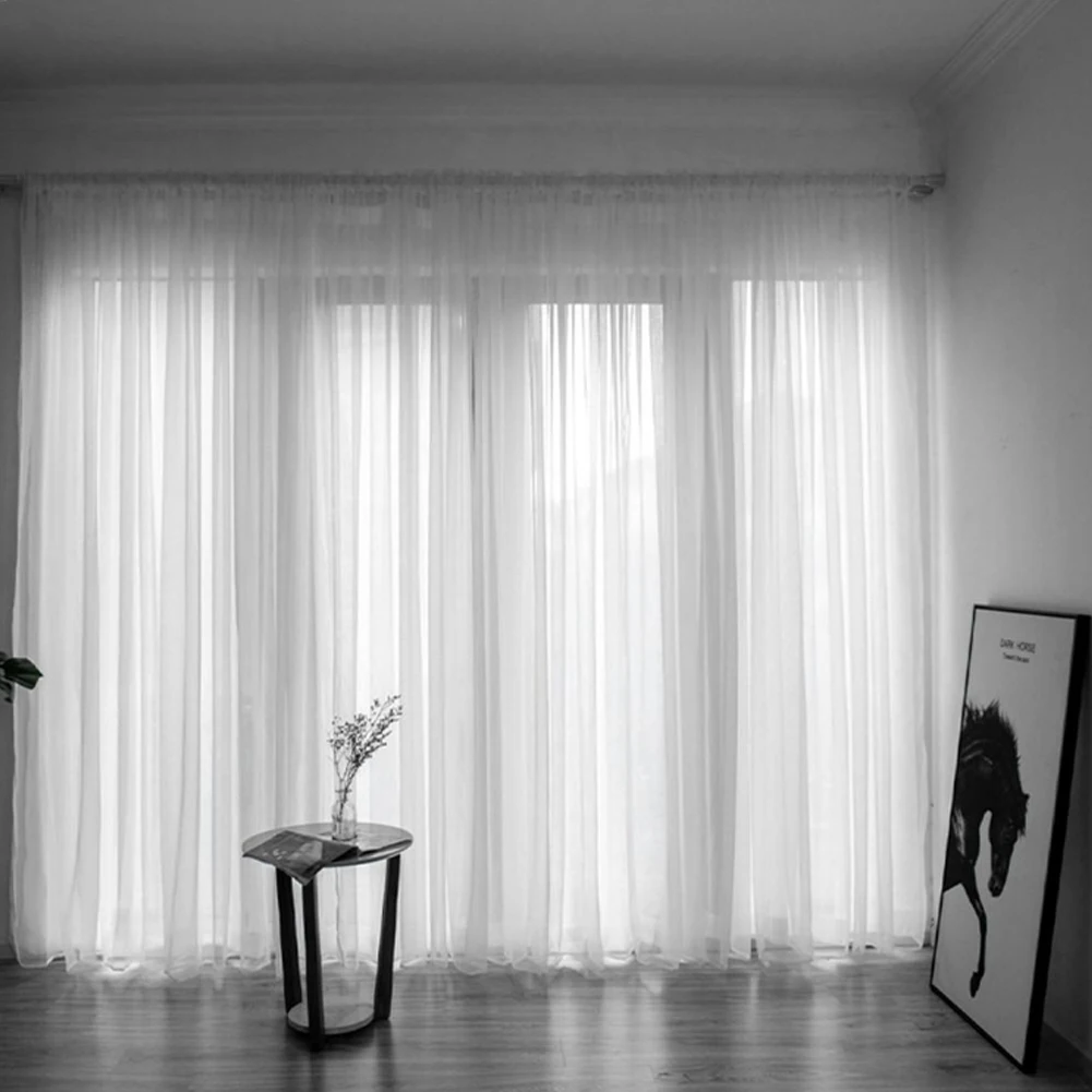 【Lifeideas】1 Pcs Rod Pocket Curtain For Living Room Sheer Voile Wedding Decor Modern Bedroom Window Tulle