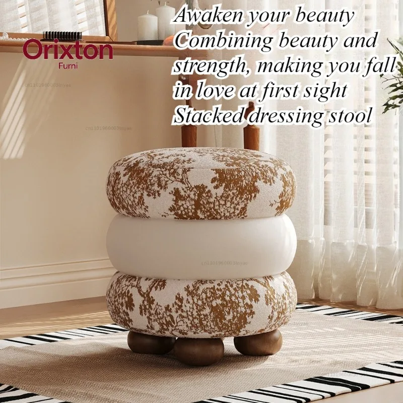 Light luxury high-end dressing stool, female bedroom, internet famous stool, dressing table, makeup chair, round stool