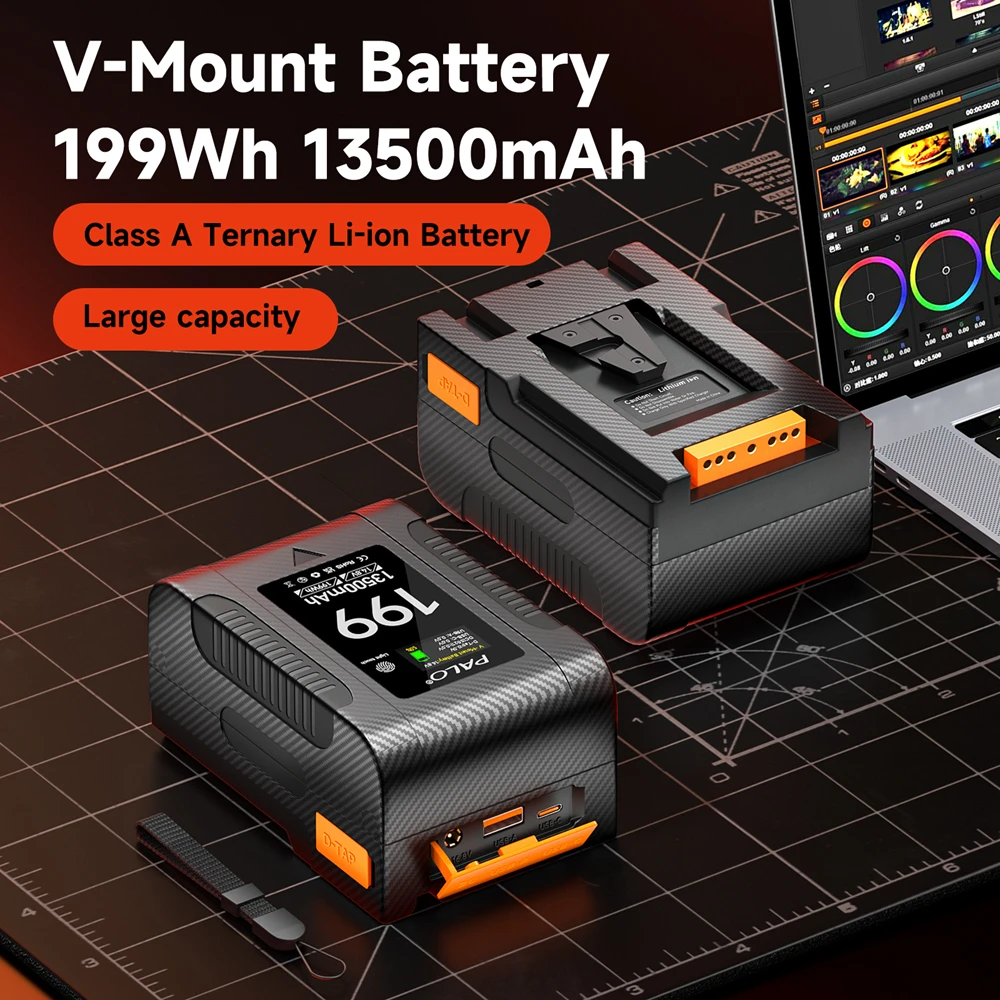 PALO BP-199W-C V Mount Battery with Charging Head for Canon V-Lock BP Lithium Batteries R5C BMPCC 6K Pro 4K 60P Recording