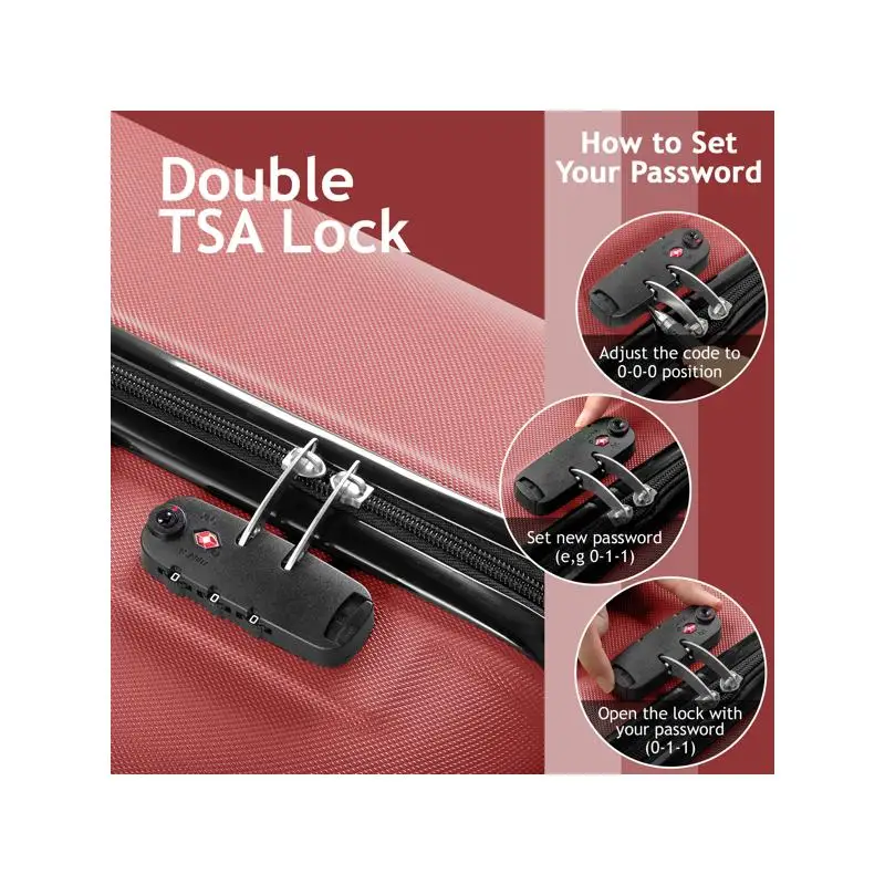 حقيبة تروللي بعجلات 4 في 1 مخططة عمودية منحنية - تصميم أحمر عتيق للسفر والتنظيم #4