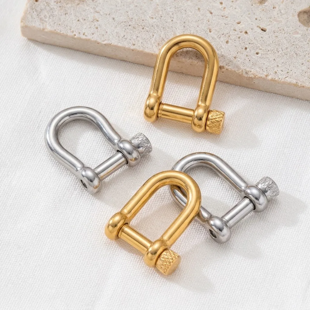 2pcs Stainless Steel Shackle Carabiner D Ring Fob Key Ring Keychain Hook Screw Connector Buckle Jewelry Making Supplies Crafts