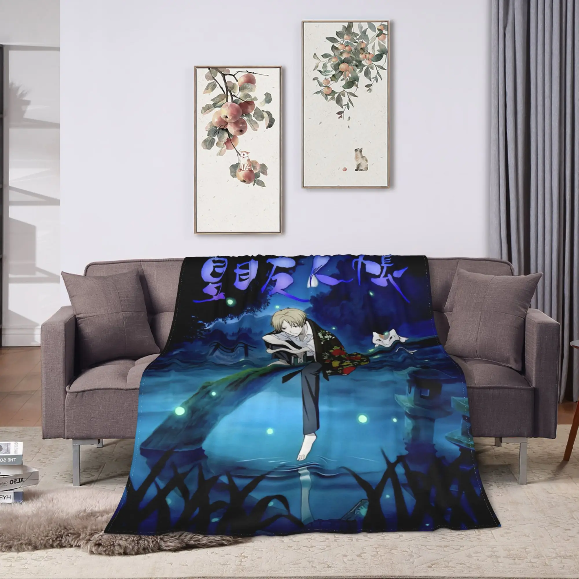 anime N-Book Friends N-Natsume Flannel Blanket  Warm Bedding Throws for Outdoor Camping Funny Bedspread Sofa Bed Cover