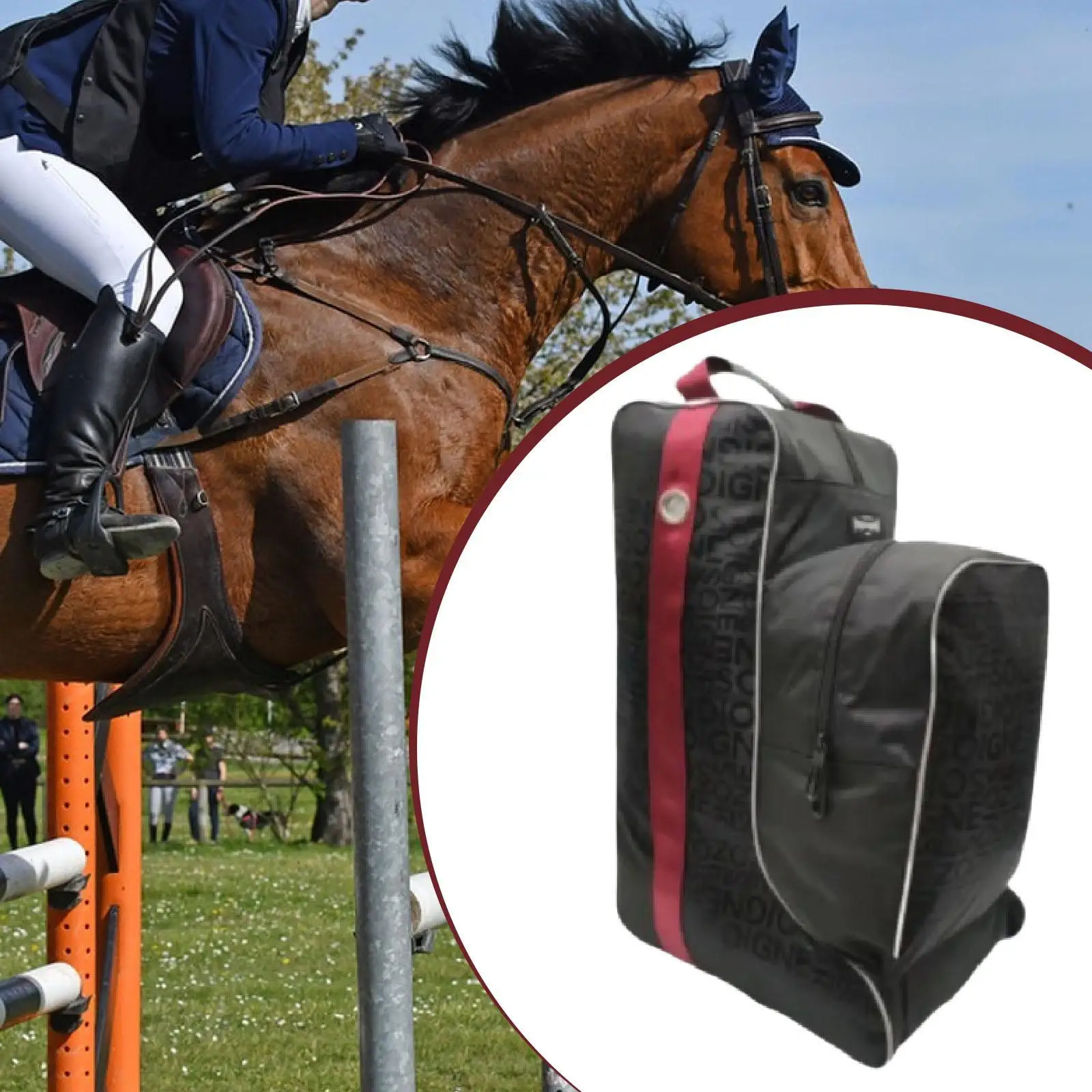 Carry Pouch with Handle Equestrian Pack Equipment Horse Riding Tall Boot Bag Organizer for Competition Travel Shoes Trip Tour