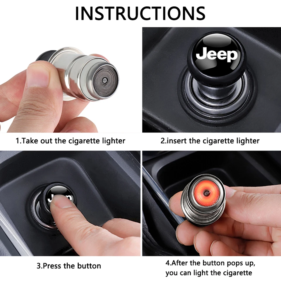 Car Windproof Flameless Cigarette Lighter Power Socket For Jeep Renegade  Wrangler JK Compass Cherokee Gladiator Patriot Liberty