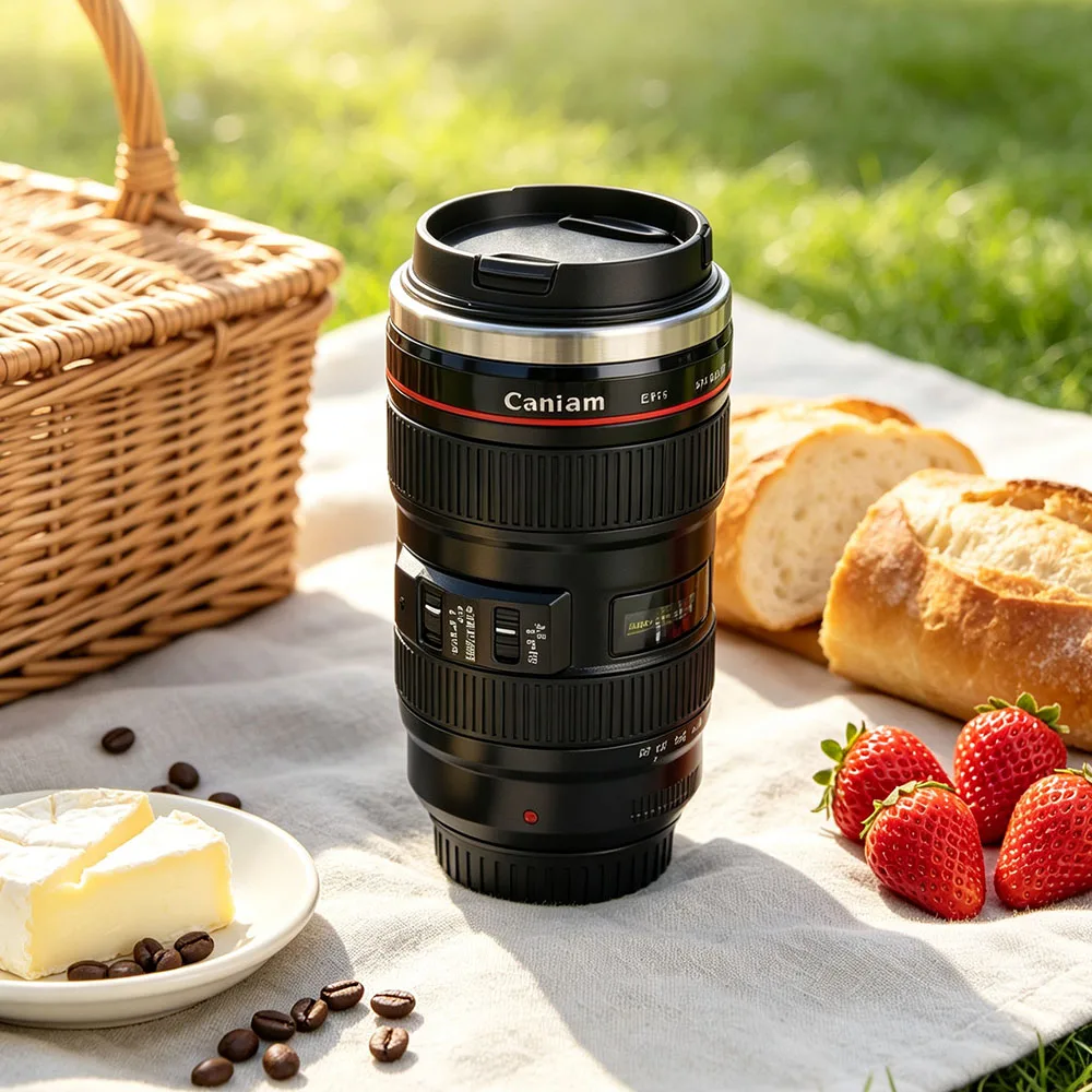 Novelty Camera Lens Mug Stainless Steel Coffee Cup for Office Student Men Women Creative Water Cup Gift
