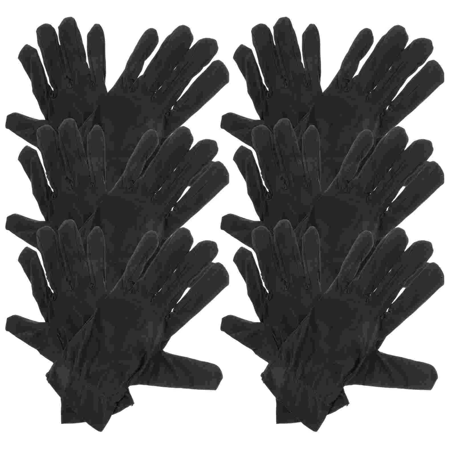 

6 Pairs Jewelry Gloves Cotton Inspection Coin Handling Serving Black for Women Work Coins Mens