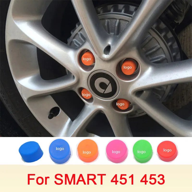 4 PCS Car Silicone Wheel Screw Protect Cap Decoration For Mercedes Smart 450 451 453 Fortwo Forfour Car Accessories Exterior