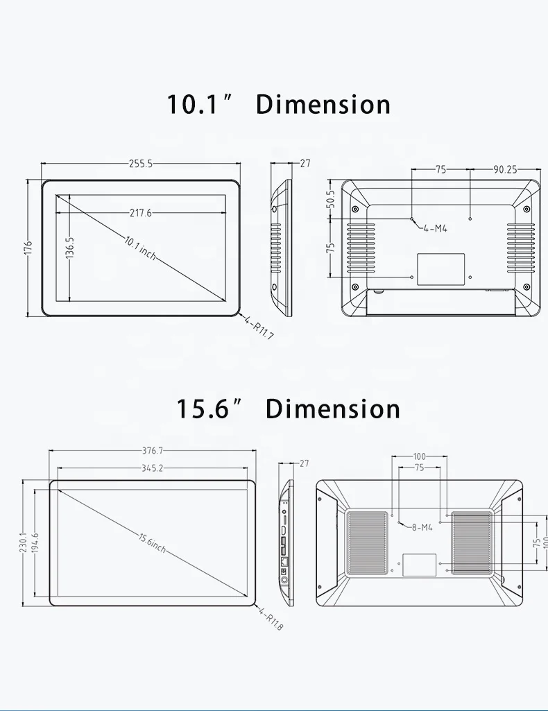 2022 Novo barato 15 polegadas IP65 à prova d'água comercial LCD Pcap Multi Touch Screen Monitor com HD Mi Vga