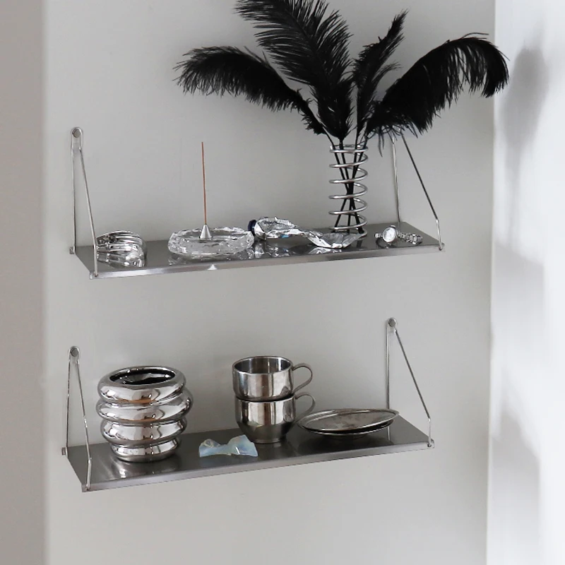 WULIHOME Stainless Steel Shelf Fingerprint Resistant Wall Mounted Display Rack Storage Organizer Home Decor Ins Style