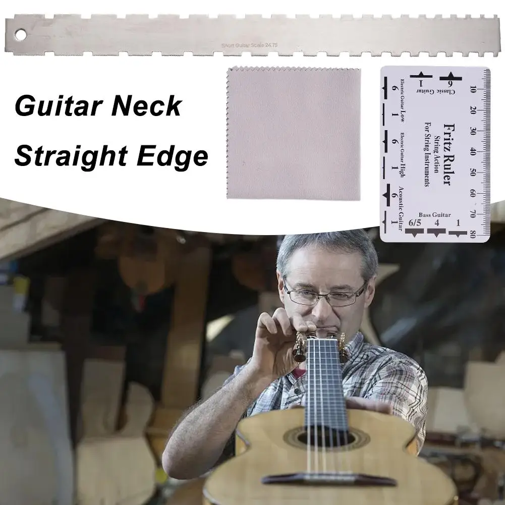 Guitar Neck Notched Straight Edge Luthiers Tool with Guitar Kit String Action Ruler Accessories Tool Measuring Gauge Electr P4D0