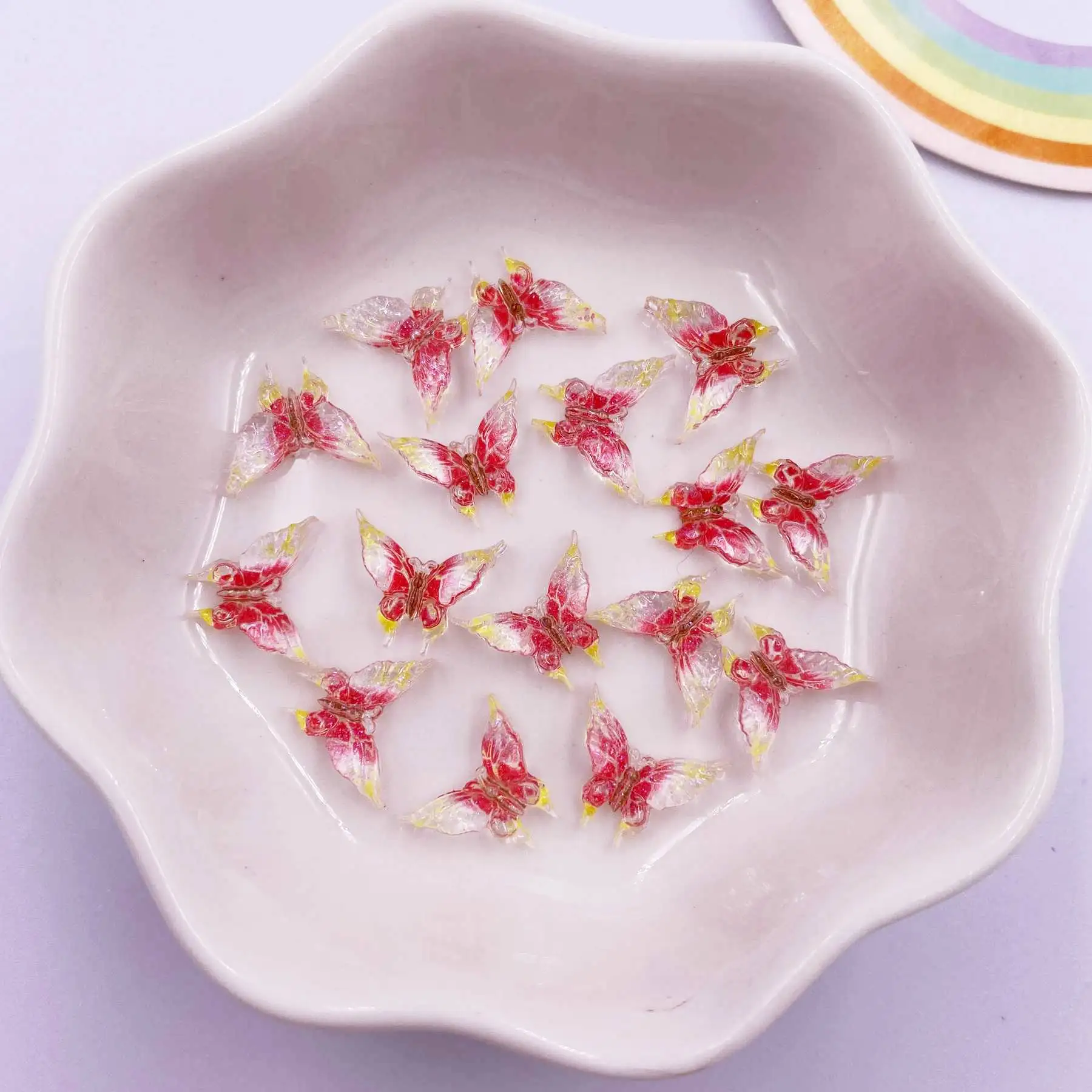 30pcs Resin Colorful Mini Cute Crystal Butterfly Nail Art Flatback Rhinestone Appliques DIY Wedding Scrapbook Decor Crafts SL786