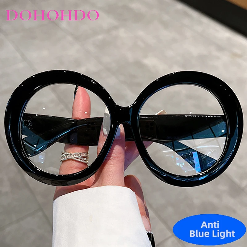 

Oversized Round Frame Anti-Blue Light Glasses Women Men Vintage Luxury Brand Computer For Office Work Optical Eyeglasses Unisex
