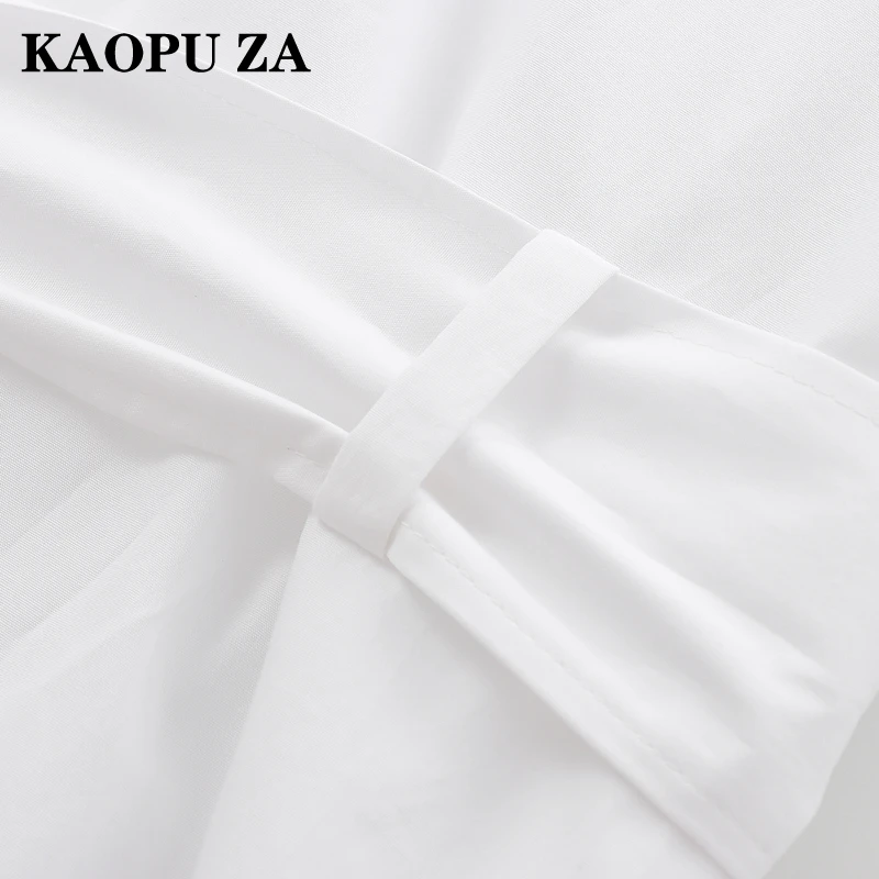 KAOPU ZA Camisa solta com cinto para mulheres, colarinho quadrado, moda casual, básico elegante, novo, primavera, outono, 2022