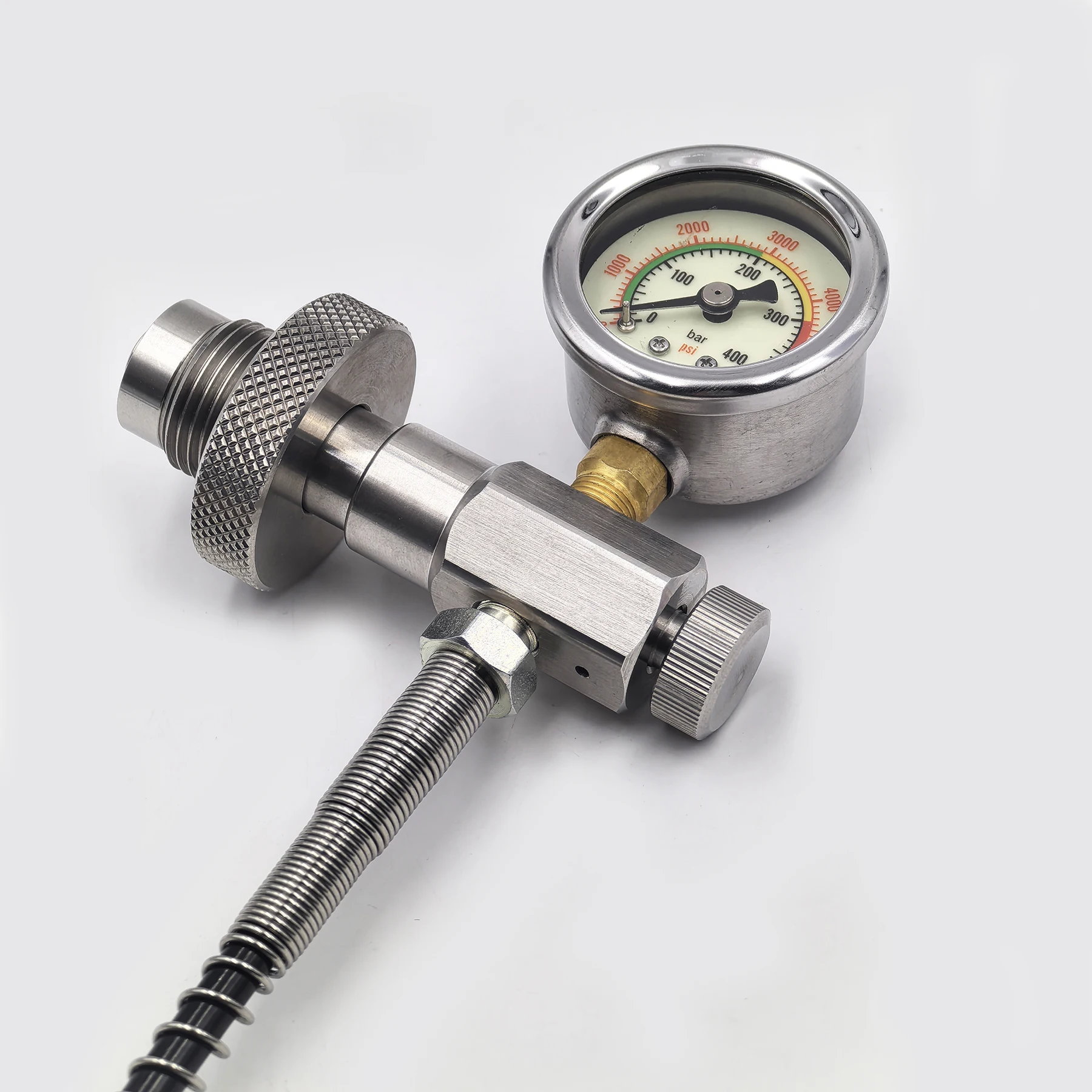 Adattatore di ricarica per stazione di riempimento HPA Scuba Diving grande con tubo da 100 cm/40 pollici Calibro 6000psi/400bar Connettore DIN Connettore DIN