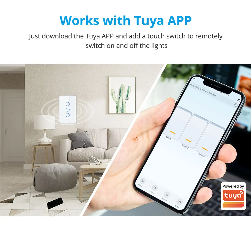 Zemismart Homekit WiFi Smart Wall Light Switch 3 Gangs Touch Panel US Interruptor Tuya App Alexa Google Home Siri Voice Control